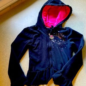 Hello kitty girls zip up hoodie sweatshirt top jacket rhinestone 6x